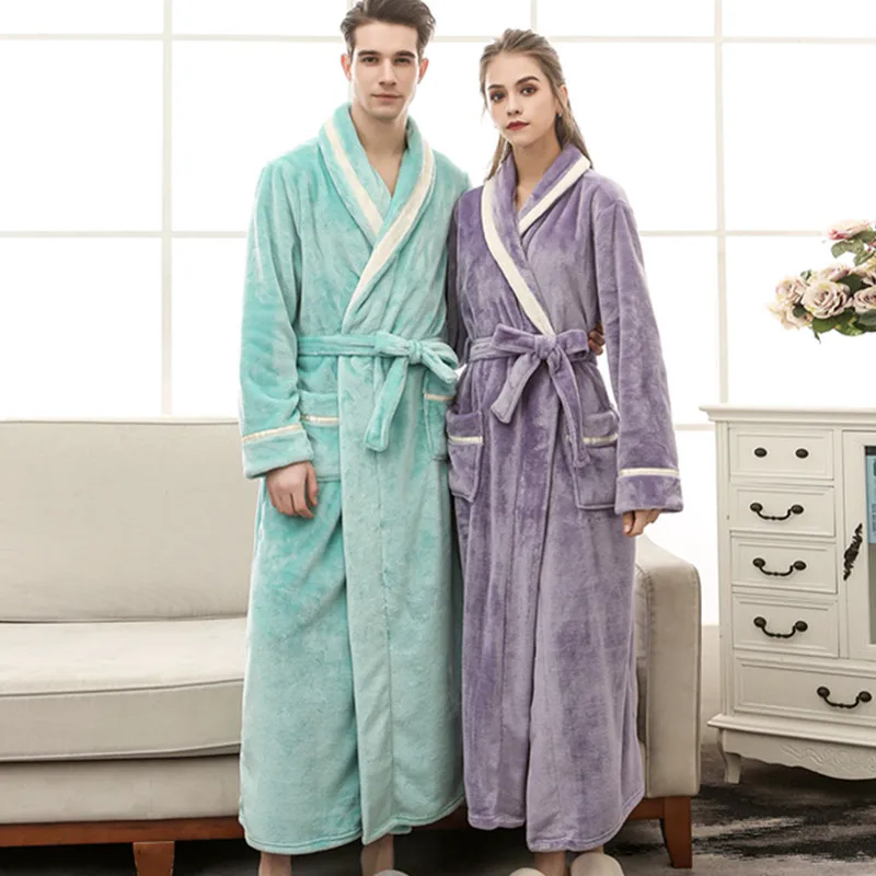 Размера плюс 3XL мужской Халат зимние фланелевые мягкие тапочки халат-кимоно для