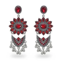 bollywood indian jhumka drop earrings for women boho flower crystal beads statement earring bridal wedding party jewelry gift
