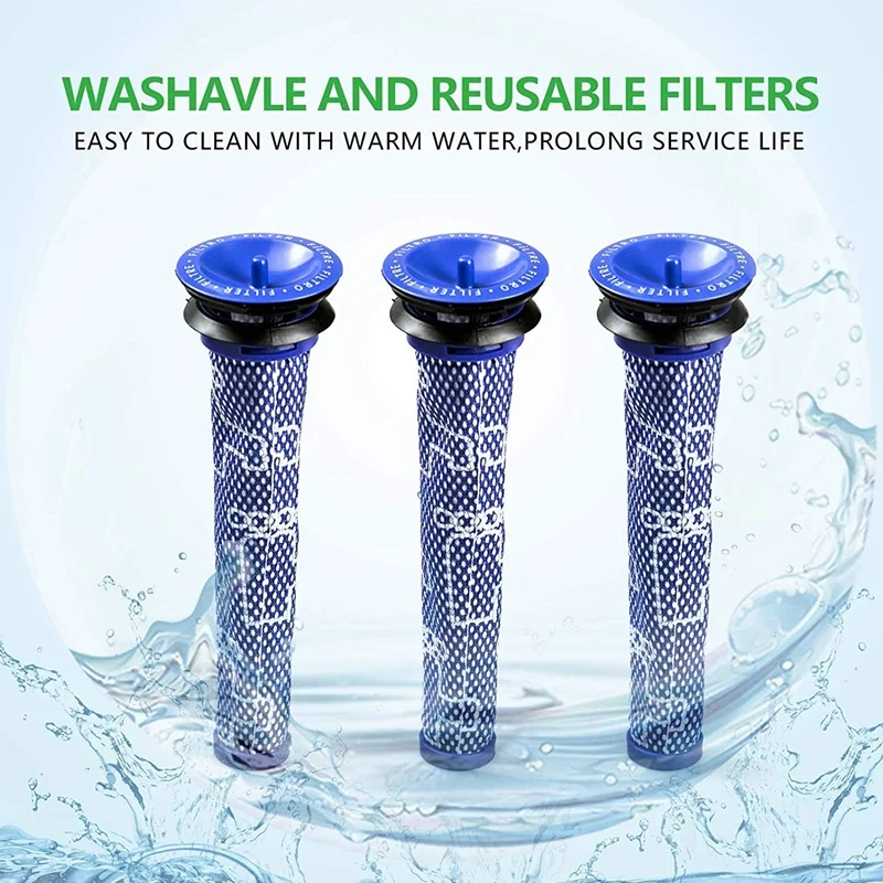 

Vacuum Filter Replacement for Dyson V8, V7, Replaces Part 965661-01, 967478-01, 3 Pre Filters with 1 Cleaning Brush