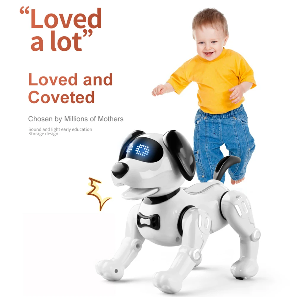 

Умная игрушка-собака на радиоуправлении, Интерактивная программируемая с функцией ходьбы, пения, танца, говорящий электронный питомец, умн...