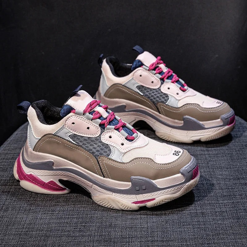 

Женские массивные кроссовки, брендовые дизайнерские, сетчатые, повседневная теннисная обувь на платформе, однотонные, синие