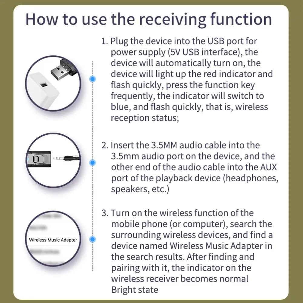 

Audio Adapter 4 in 1 Lightweight Convenient Bluetooth USB 5.0 Transmitter Receiver for TV Computer Car