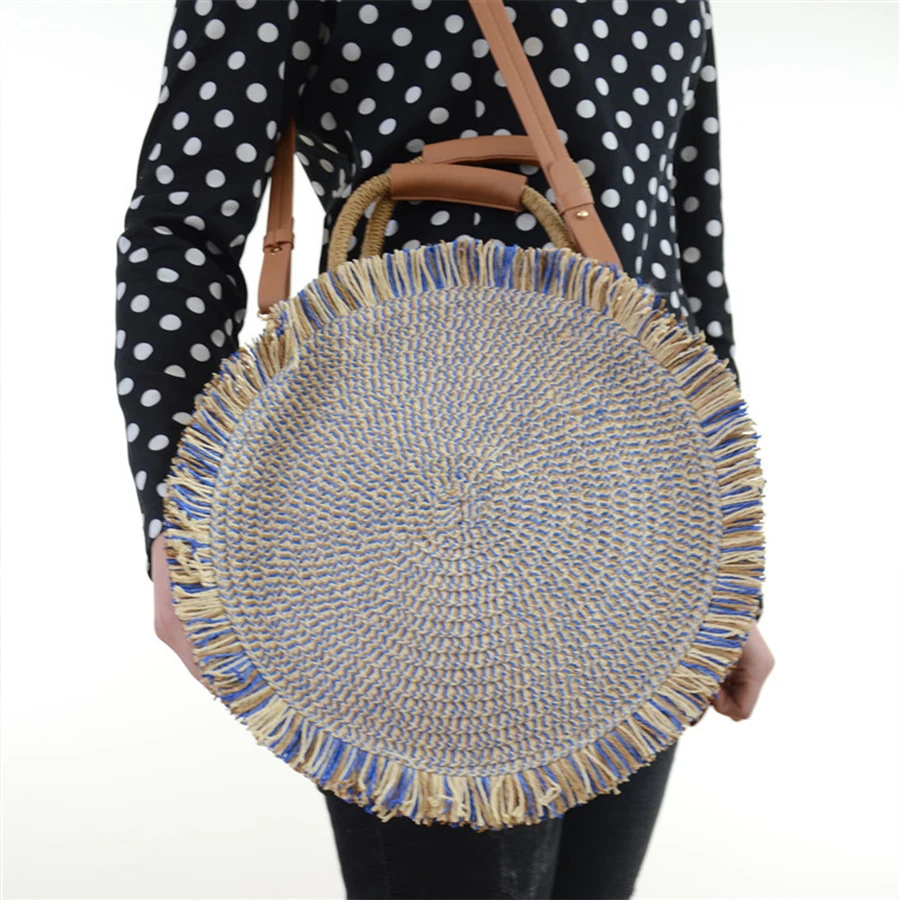 

Women Fashion Bohemian Woven Handbag Tassel Tote Shoulder Bags Summer Women'S Handbags Beach Casual Rattan Straw Bag 2021