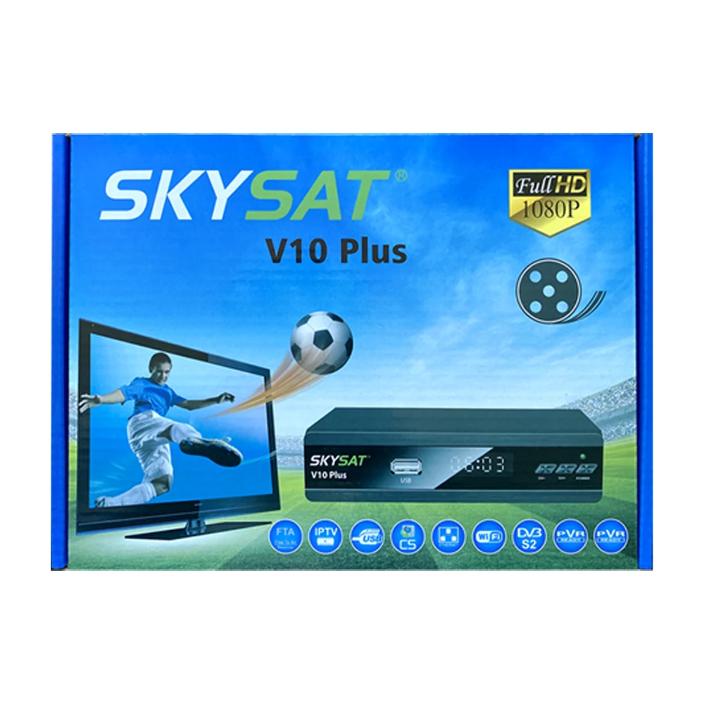 HD спутниковый ресивер с поддержкой RJ45 WiFi 3G CS Biss PowerVu Xtream SKYSAT V10 Plus|Спутниковое ТВ| |