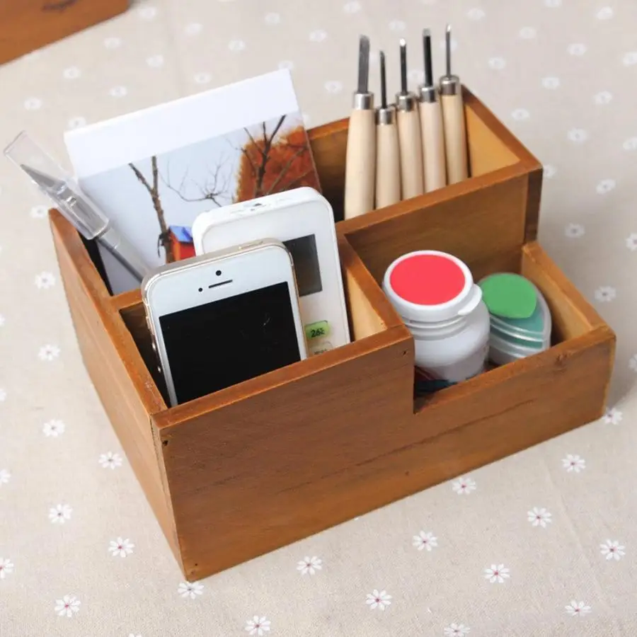 Plant Pot Home Office Desktop Wooden Three Grids Succulent Flower Storage Box Decoration | Дом и сад