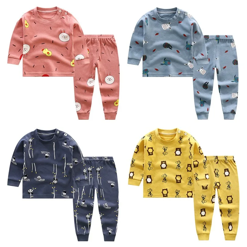 Новинка 2020 Детские хлопковые Пижамные комплекты для мальчиков Милая футболка с