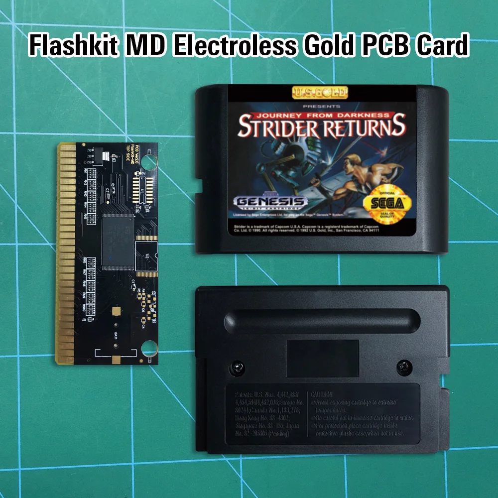 Страйдер возвраты Flashkit MD никелевое золото схема на основе печатной платы 16 бит
