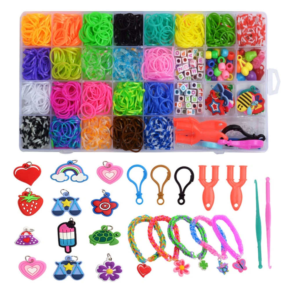 

New 1500pcs Rainbow Rubber Bands Set Kid Multi-functional Classic Practical Funny DIY Toys Rainbow Woven Bracelet for Girl Gifts