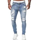 Мужские рваные джинсы, повседневные облегающие брюки с дырками, зауженные брюки в байкерском стиле, большие размеры, весна-осень 2021