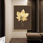 Абстрактный постер с изображением растений и цветов, роскошные золотые кленовые листья гинкго, настенные художественные принты для дома, гостиной, Настенный декор, картина