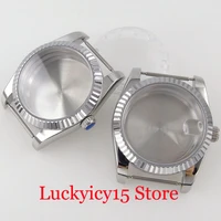 fluted bezel 36mm stainless steel watch case fit nh35a nh36a eta 2836 miyota 8215 8205 sapphire glass screw crown