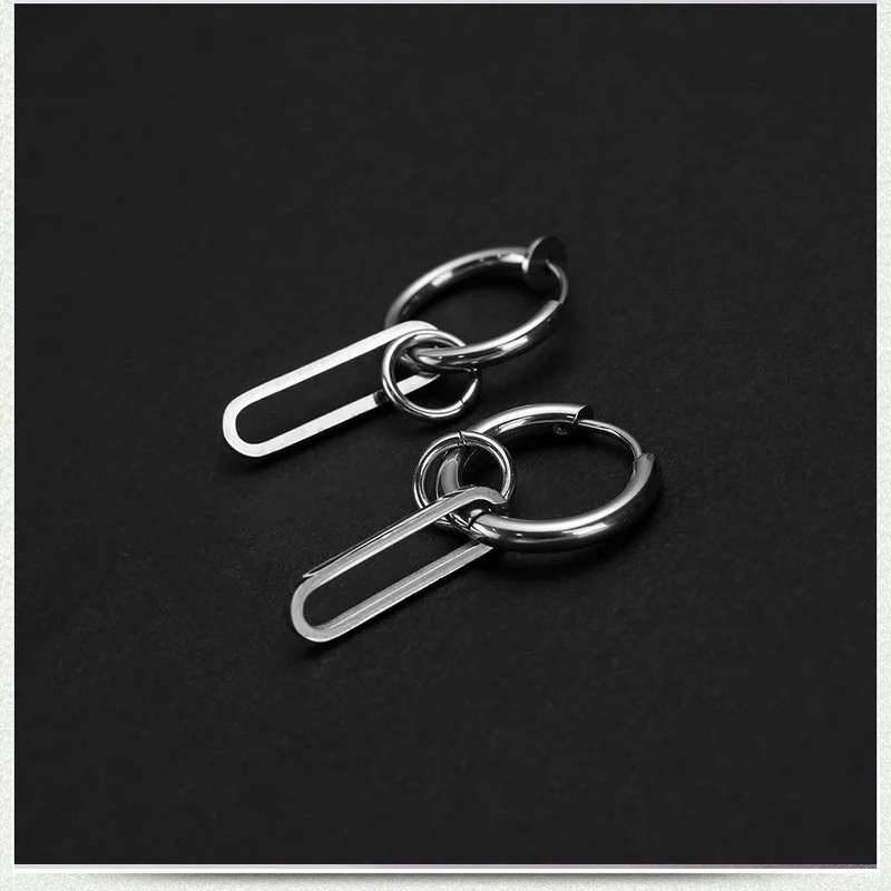 

Titanium steel fashion ornament hip hop cool n ear ring men's stainless steel earrings for women Accessories Jewelry