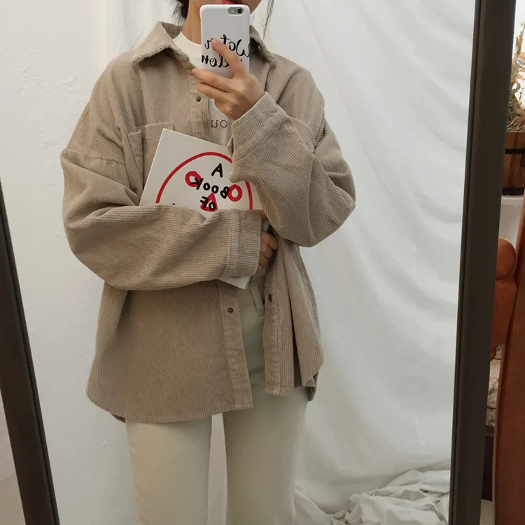 Women's Jackets Spring And Autumn Corduroy Jacket Female Coat With Pockets Plus Size Winter Women Streetwear Casual Clothing