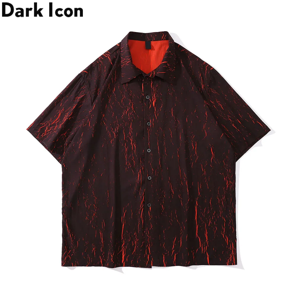 

Рубашка мужская из материала темно-иконы с трещинами, винтажная уличная одежда, топ для мужчин, на лето