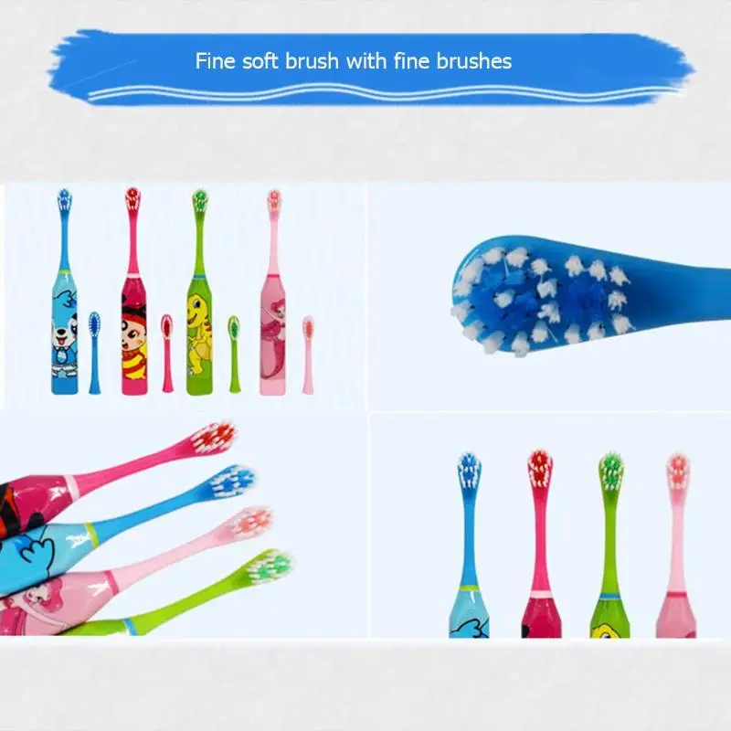 kids Electric Toothbrush Cartoon Pattern Double-sided Tooth Brush Teeth for Kids with 2pcs Replacement Head | Бытовая техника