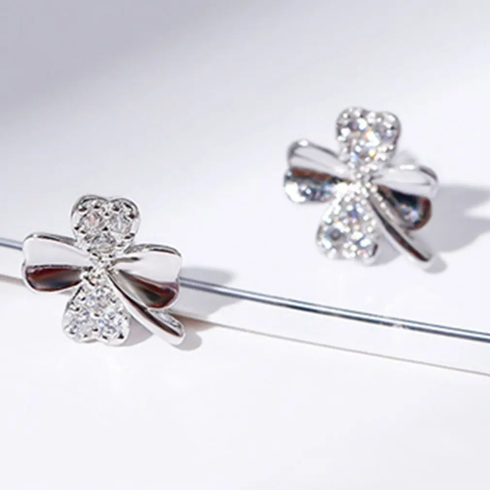 Женские серьги S925 гвоздики с четырехлистным клевером креативные подарки на день