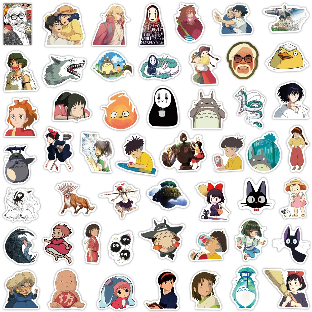 103050pcs miyazaki hayao mixed anime stickers cartoon decals totoro spirited away princess mononoke kiki sticker for kids toy free global shipping
