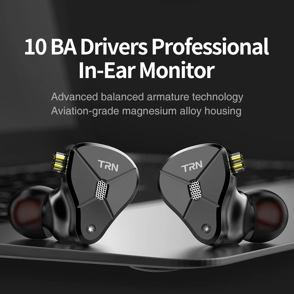 TRN BA5 10BA драйвер в ухо наушник 10 сбалансированный Amarture HIFI DJ монитор наушники с 2PIN кабелем TRN V80 V90 T200