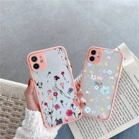 fashion flower beautiful phone case for iphone 12 11 mini pro xr xs max 7 8 plus x matte transparent pink back cover