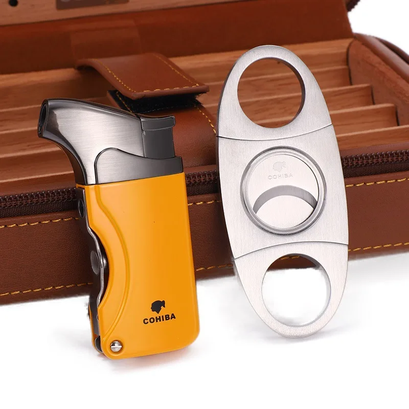 COHIBA кедрового дерева хьюмидор путешествия Портативный кожаный сигарный Чехол