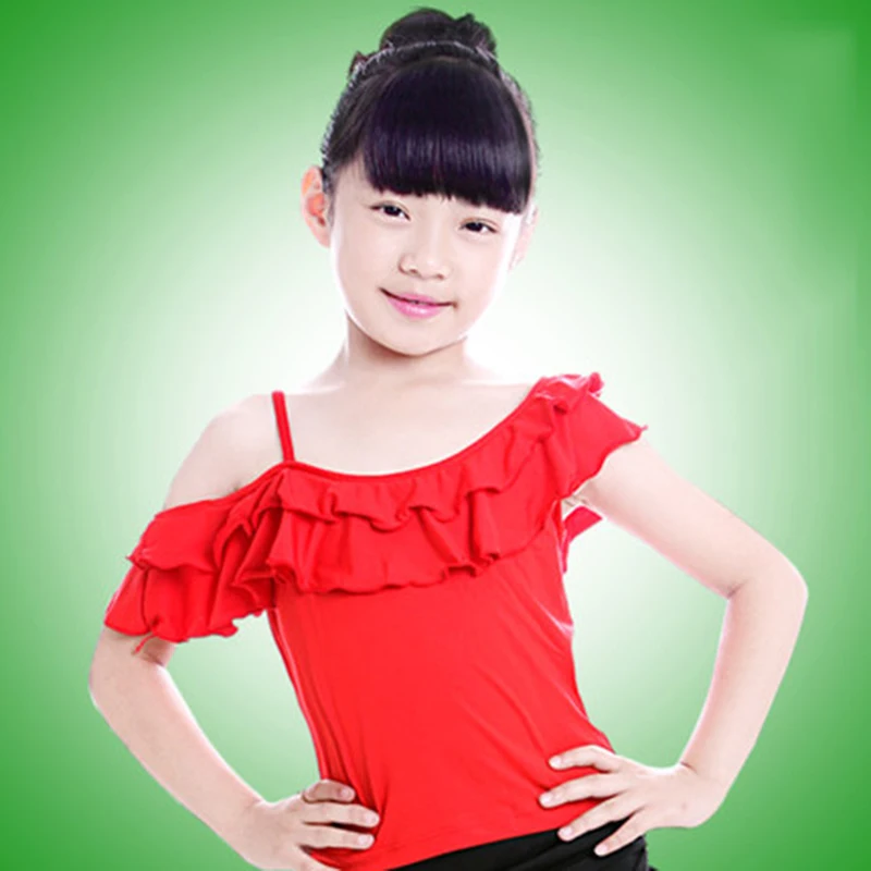 2018 Детская рубашка для латиноамериканских танцев топы с короткими рукавами и