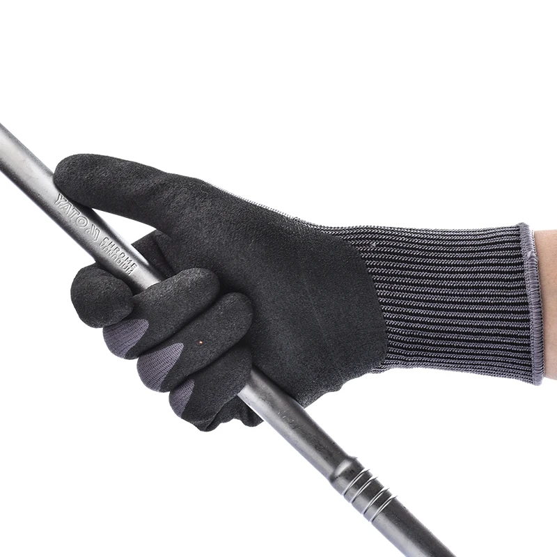 Construction Gloves Plumber Red Nylon Shell Black Nitrile Sandy Coating Work Safety |