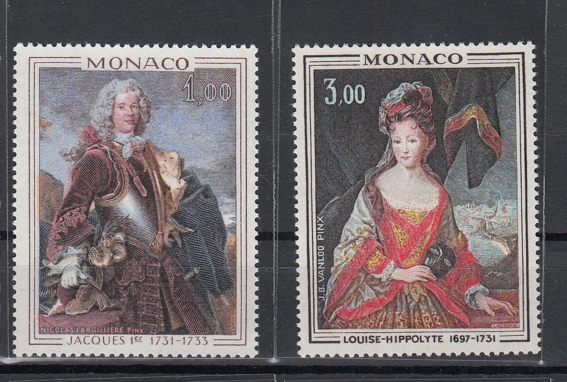 

2Pcs/Set New Monaco Post Stamp 1972 Royal Painting 6 Engraving Stamps MNH