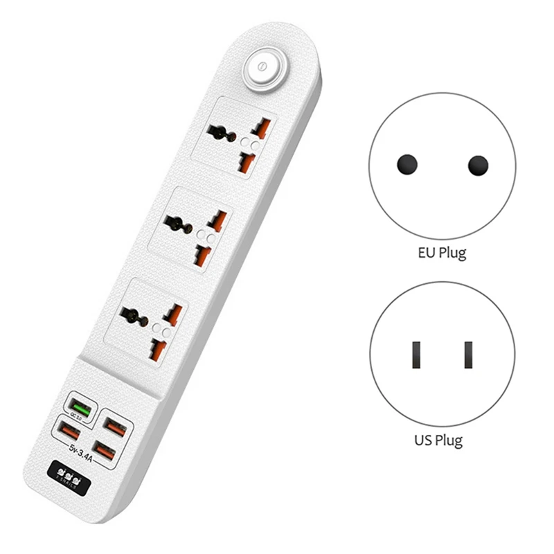 Multi-Function Power Strip Expander 3 Sockets 4 Smart USB Flame-Retardant Square Home | Обустройство дома