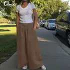 Женские брюки, модные винтажные широкие брюки 2022 Celmia с высокой талией, повседневные свободные льняные брюки, женские брюки