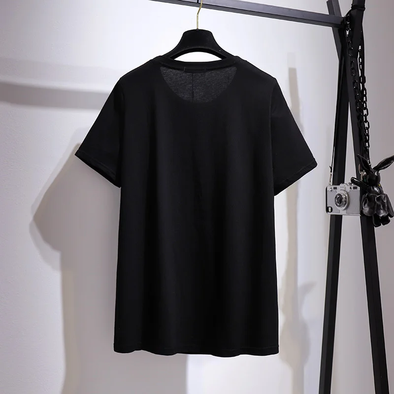 

Fat Sister Chinese Style Printed Top Korean Loose And Thin Base Shirt 2021 Summer New Large T-shirt Female 2XL-6XL plus size