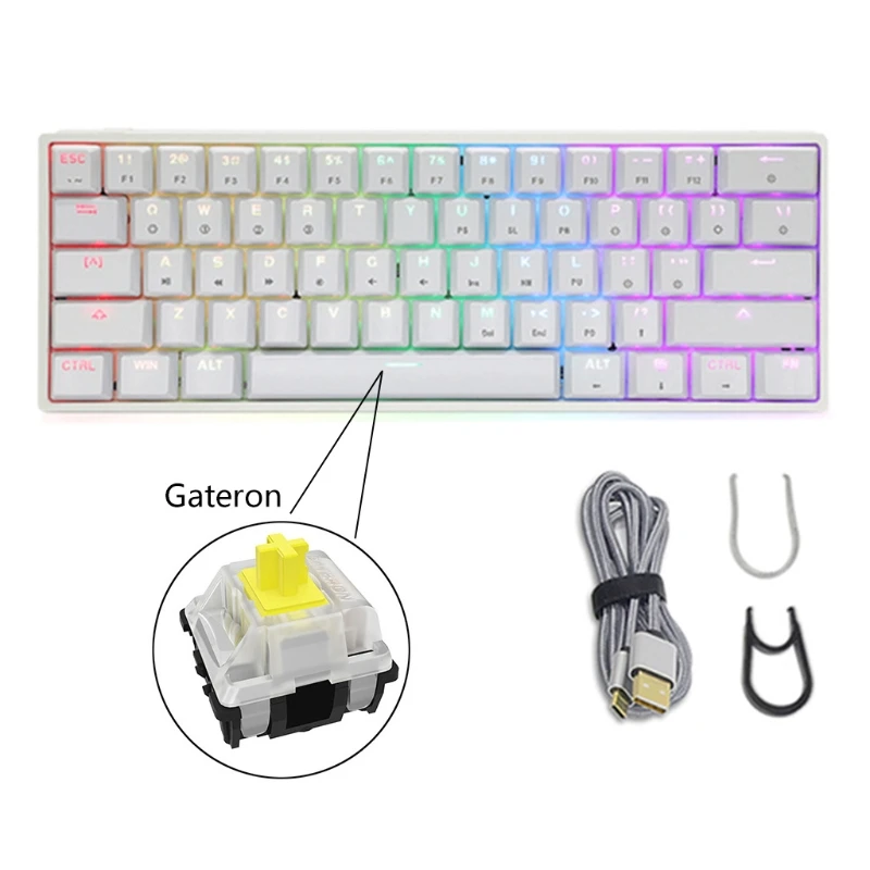 

67JA 61 Keys Wireless 60% Keys Gateron Optical Switch RGB Backlight Programmable Mechanical Gaming Keyboard Gateron Optical