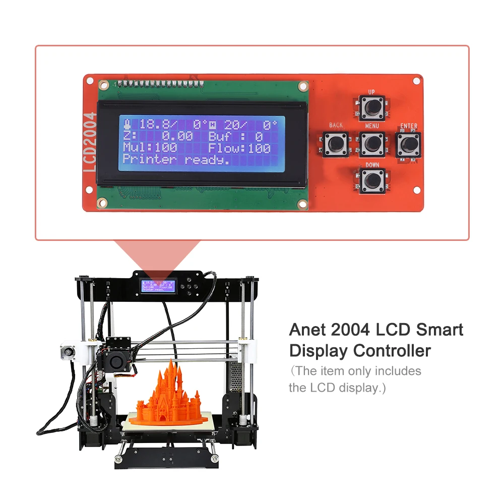 Anet 2004 Модуль контроллера экрана смарт дисплея с ЖК дисплеем и кабелем для RAMPS 1 4 Mega
