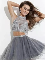 sexy prom dresses a line high neck tulle embellished two piece beaded homecoming dress rachel allan new style graduation dresses