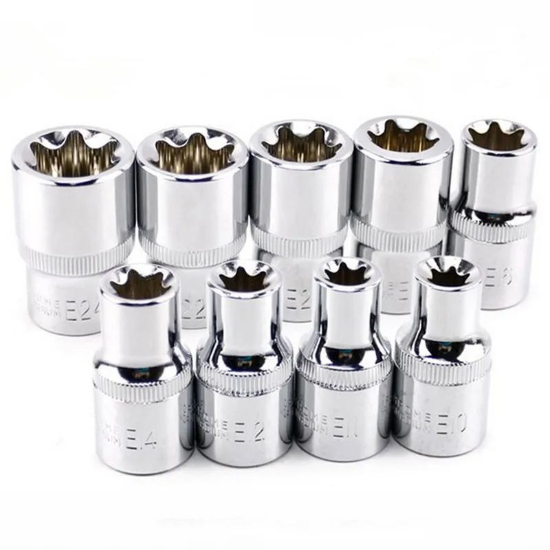Большая стрела 9 шт 1/2 дюйма (12 5 мм) Torx Star Bit Female E Socket Set E10 E11 E12 E14 E16 E18 E20 E22 E24|Гаечный