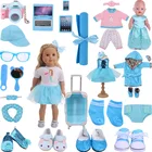 Кукольная одежда голубая серия Кукольное платье и парусиновая обувь для куклы реборн 18 дюймов и 43 см
