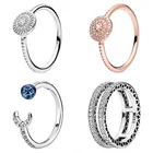 Женское кольцо из серебра 925 пробы, с розой и двумя сердцами