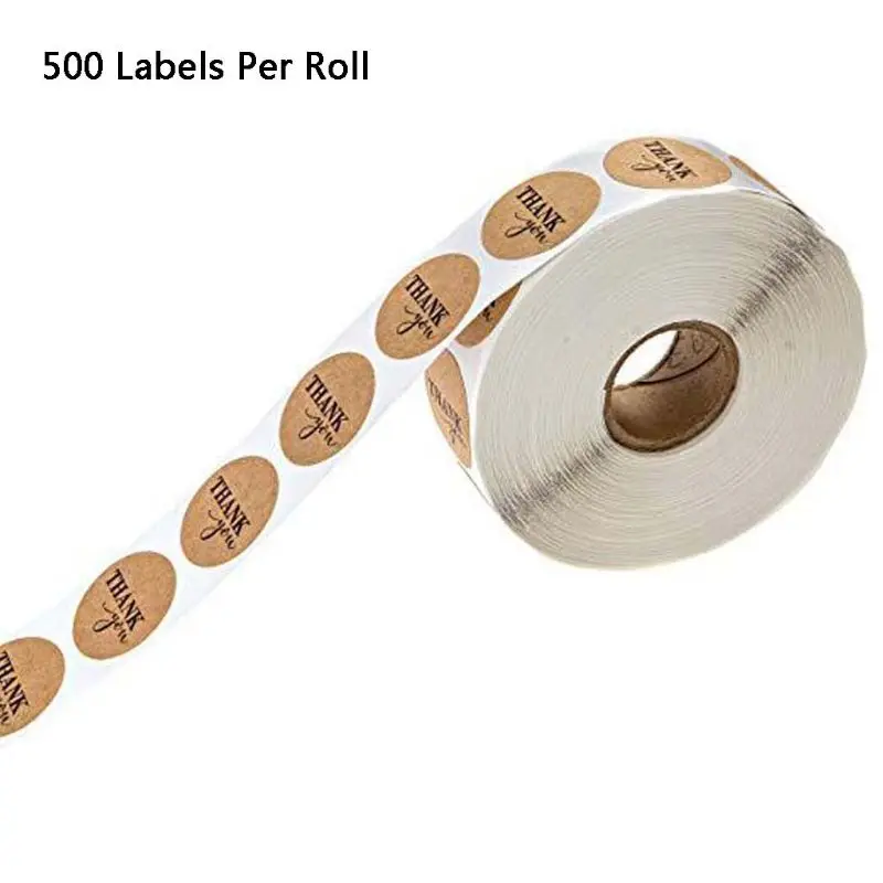 500 шт/рулон круглый натуральный Крафт Спасибо наклейки печать этикетка