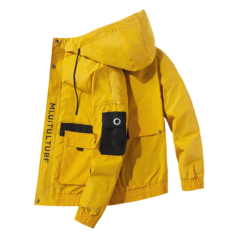 Куртка мужская уличная в стиле хип хоп Бомбер пиджак карго с множеством карманов