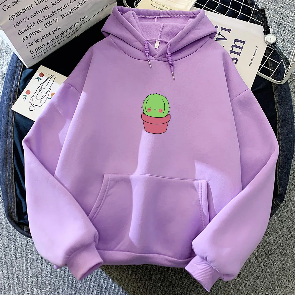 Harajuku Sweatshirt Korean Hoodie Oversize Women Kawaii Cactus Clothes Hoodies Women Aesthetic Pink Vintage Winter Sweetshirt