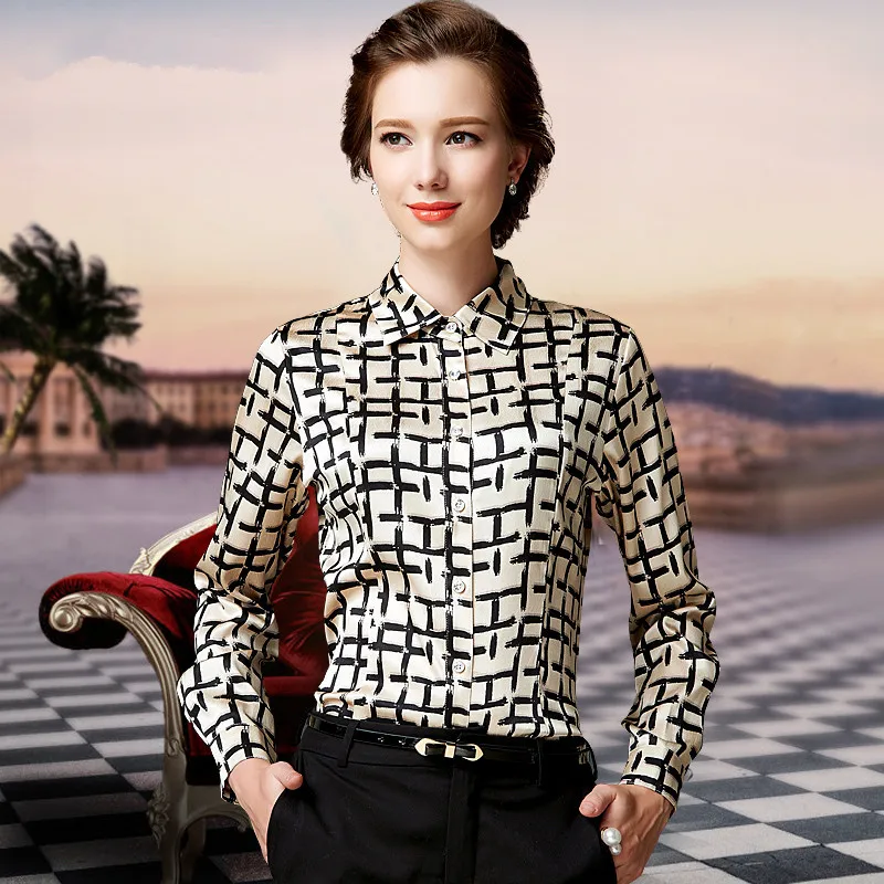 MLCRIYG 95% шелковая блузка Женская Весенняя женская рубашка летний топ женские топы