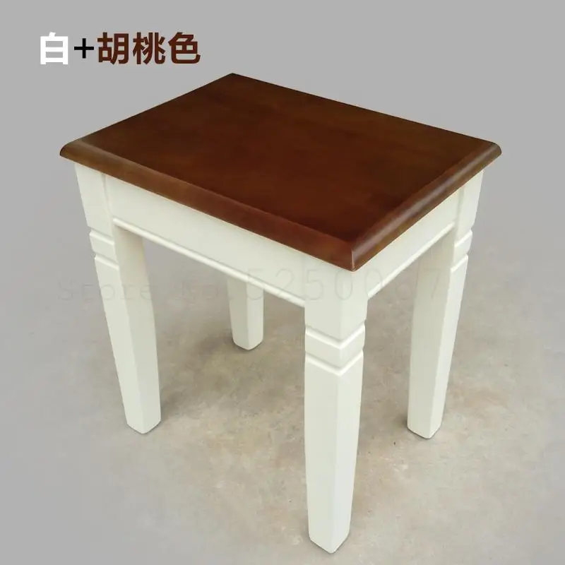 Небольшой квадратный стул из массива дерева Дубовая скамейка белый Сельский