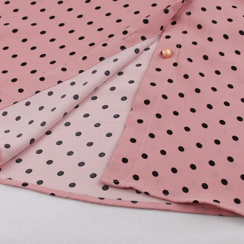 

LSYCDS 2020 Autumn Dress Vintage Polka Dot Dress Women Three Quarter Sleeve V Neck Single Breasted High Waist Pink Dresses