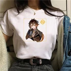 Женская футболка с коротким рукавом Genshin, повседневный топ с круглым вырезом и рисунком, в стиле Харадзюку