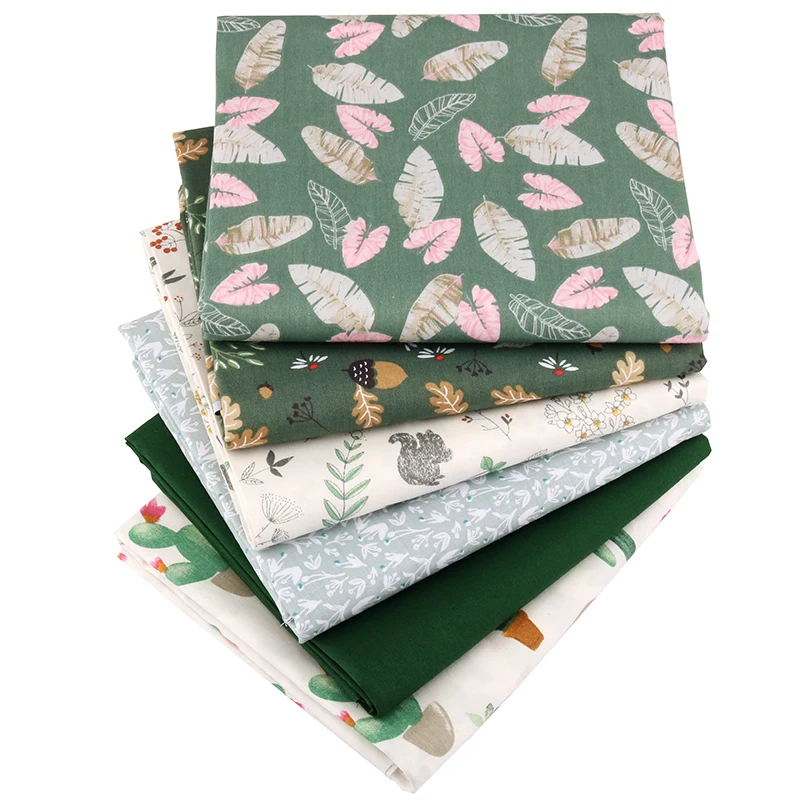 Nanchuang 6pcs/lot Green Floral Fabric Diy Handmade Sewing Quilting Fat Quarters Patchwork Cloth For Baby Children 40x50cm | Дом и сад