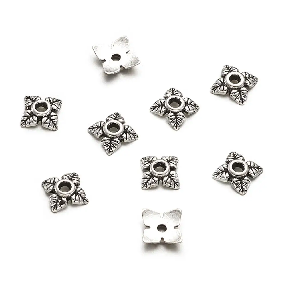 200 шт. сплав тибетский стиль цветок бусины колпачки конус для самостоятельного изготовления ювелирных изделий браслет ожерелье Фурнитура 6x6x2 мм отверстие: 1 мм
