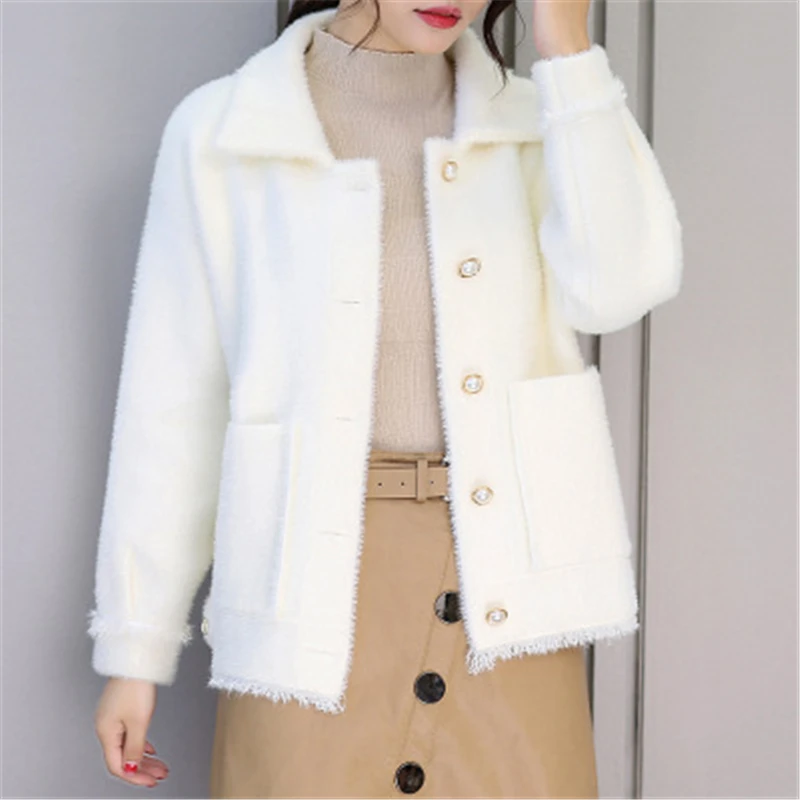 Autumn and winter women coat new women's velvet jacket easy matching slim lapels outside sweater female cardigan T581