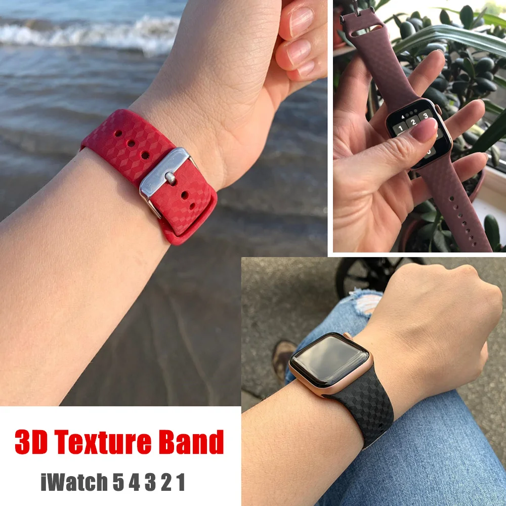 

3D Texture Strap For Apple watch band apple watch 5 4 3 band 44mm 40mm correa iwatch band 38mm 42mm Silicone watchband bracelet