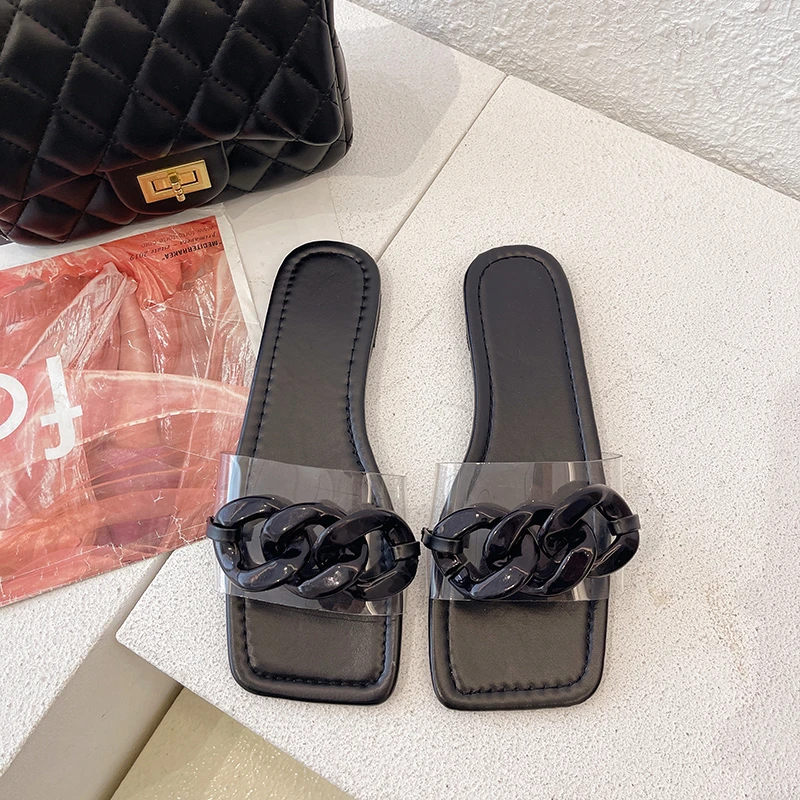 

JAYHW 2022 Women's New Slippers Roman Style Transparent Outdoor Flip Flops Summer Large Size 43 Comfortable Beach Sandals