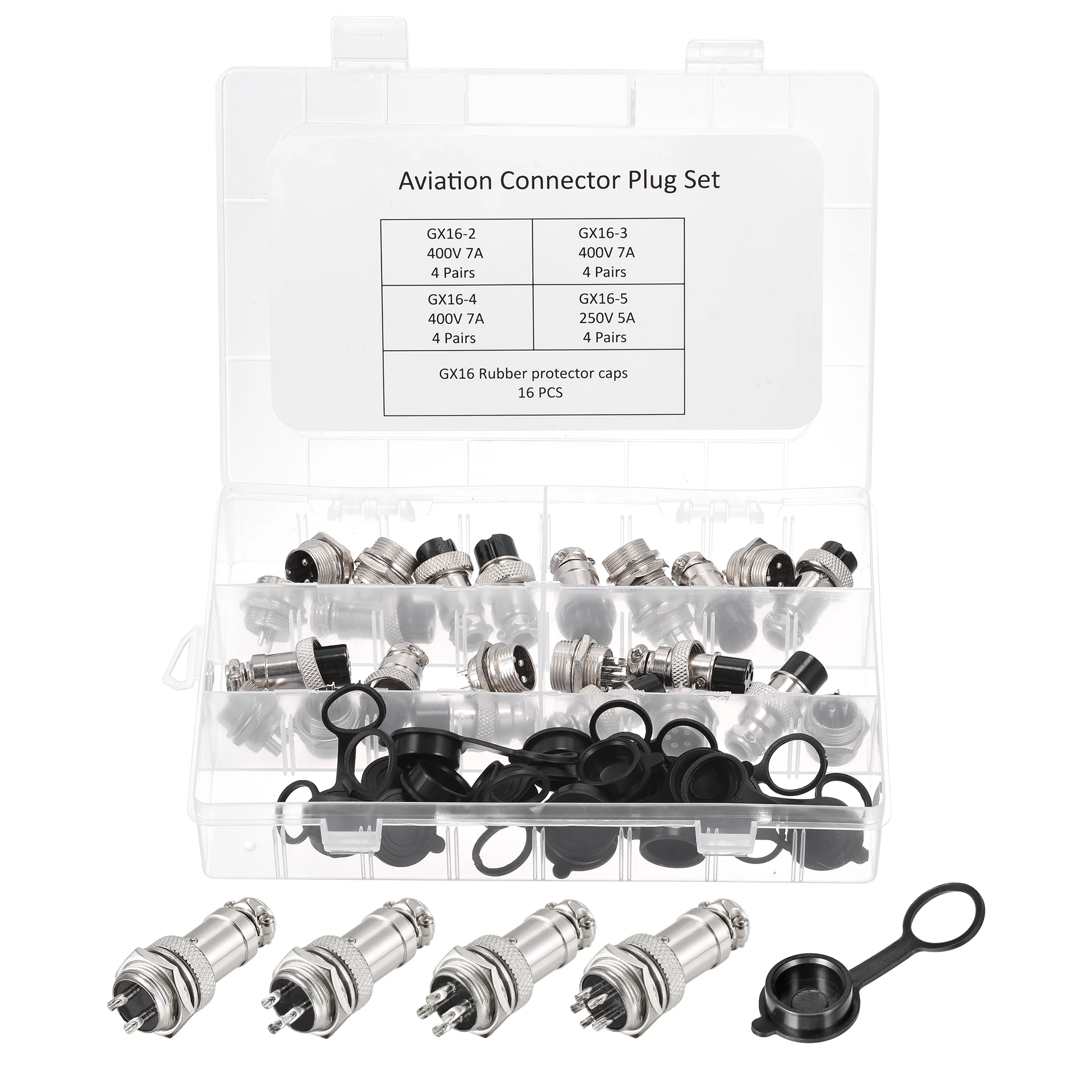 

Uxcell 16mm 2 3 4 5 Terminals GX16 Aviation Connector Fittings with Plug Cover 1 Set