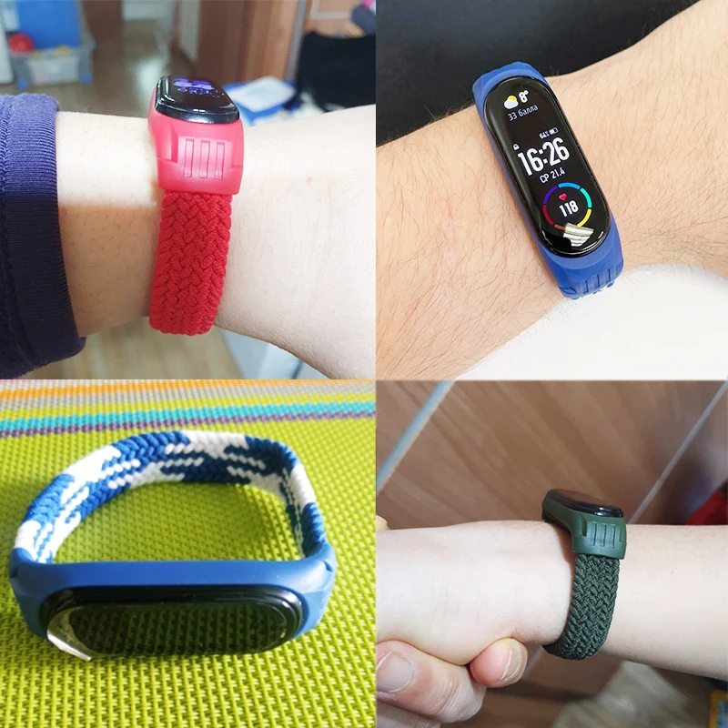 Нейлоновый плетеный браслет для Mi band 5 идеальный ремешок часов xiaomi 4 3 6 - купить по